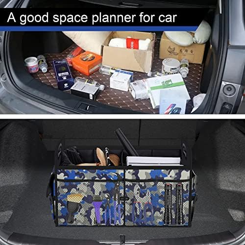 Femuar Car Trunk Organizer with 72L Large Capacity Waterproof Collapsible and 11 Pockets, Trunk Organizer for Car SUV/Jeep/Sedan, Large Size, Blue Camouflage - Image 6