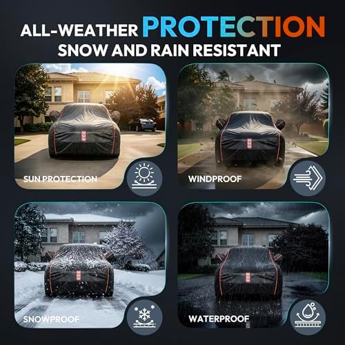 Car Cover Waterproof All Weather, 8-Point Fastening for Sedans 194-208 in - Image 6