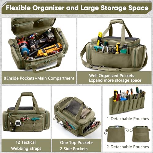 Heavy Duty Tool Bag Organizer with Strong Magnets & Detachable Pouches, Tactical Tool Tote for Men, Multiple Pockets, Anti-Friction Bottom Utility Tool's Bag for Electrician,Mechanic - Image 4