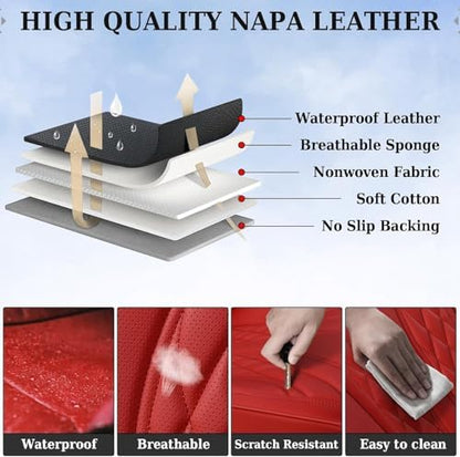 Coverado Car Seat Covers, Car Seat Covers Front Seats, 2-Pack Front Seat Cover, Nappa Leather Waterproof Seat Covers, Car Seat Protectors, Automotive Seat Covers Universal Fit for Most Vehicles - Image 6