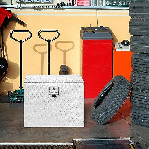 TUFFIOM Truck Bed Tool Box, 24"×17"×18" Heavy Duty Aluminum Diamond Plate Trailer Tool Box w/Lock Keys, Underbody Truck Box, Tool Storage Organizer Chest for Pick up,ATV,RV Trailer - Image 5