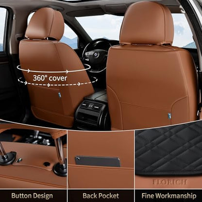 FLORICH Seat Covers, Atomutive Car Seat Covers Full Sets, Waterproof Seat Cover for Cars, Luxury Leather Universal Seat Cover Accessories Fit for Most Cars SUV Truck Sedans(Brown) - Image 3