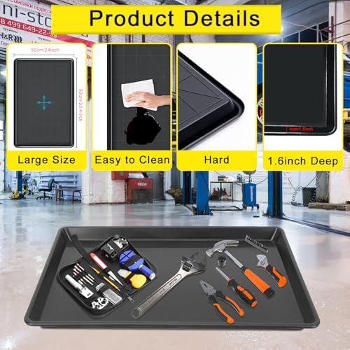 6 Pcs Extra Large Oil Drip Pan, 35.4×24×1.6Inches Oil Drain Pan for Under Car,Plastic Oil Drip Tray for Garage, Fridges, Washing Machines, Cat Litter Box,Keeps Floors Safe & Clean - Image 3