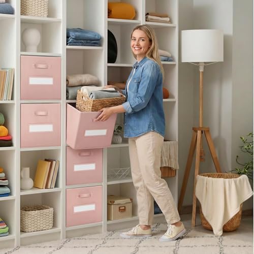 Storage Bins,13" Cube Storage Bin with Labels,10pcs,Pink - Image 7