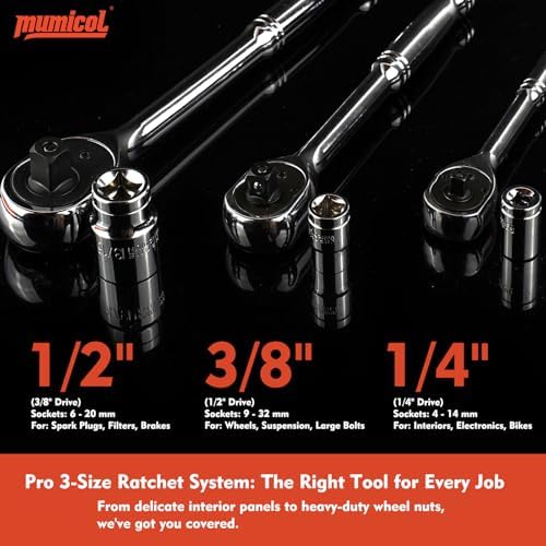 Mechanic Tool Set, Socket Set, 320-Pcs Professional Mechanics Tool Set & Metric and Standard Socket Set, 1/4″ 3/8″ 1/2″ Drive with 72-Tooth Ratchet, Car Mechanic Tool Kit for Automotive Repair - Image 4