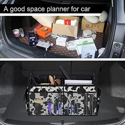 Femuar Car Trunk Organizer,Car Storage Organizer with 72L Large Capacity Waterproof Collapsible and 11 Pockets,Trunk Organizer for Car Suv/Jeep/Sedan, Large Size, Cow print - Image 6