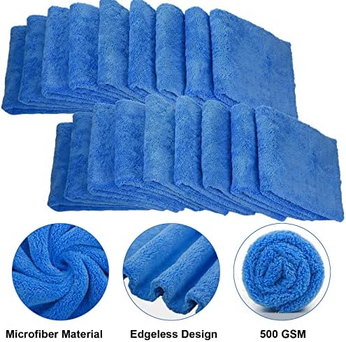 Shimeyao 40 Pcs 16 x 16 Inch Microfiber Towels for Cars, 500 GSM Edgeless Plush Car Detailing Towels, Lint Free Scratch Free Cleaning Cloths for Drying, Washing, Polishing, Waxing, Home (Dark Blue) - Image 3