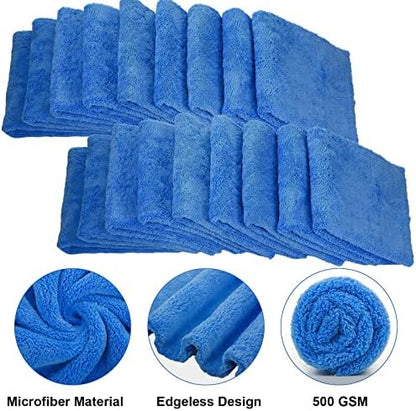 Shimeyao 40 Pcs 16 x 16 Inch Microfiber Towels for Cars, 500 GSM Edgeless Plush Car Detailing Towels, Lint Free Scratch Free Cleaning Cloths for Drying, Washing, Polishing, Waxing, Home (Dark Blue) - Image 3