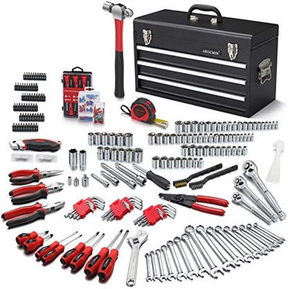 ARUCMIN 438-Piece Mechanics Tool Set with 3-Drawer Heavy Duty Metal Box Repair Tool Kit by ARCUMIN