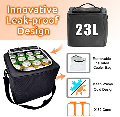 Collapsible Trunk Organizer with Insulated Leakproof Cooler Bag,Removable Lid,Adjustable Securing Straps,3 Compartments Trunk Organizer for SUV,Truck,Sedan(Grey & Black) - Image 5