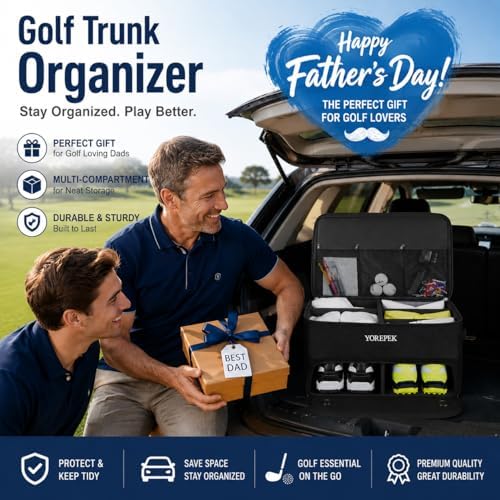YOREPEK Golf Gifts for Men, 2 Layer Golf Trunk Organizer for 2 Pair Shoes - Image 2
