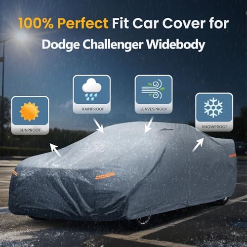 Waterproof Challenger Widebody（Next-Gen 2-Doo Car Cover with Breathable Vents, [Upgrade] Premium Covers with Cotton Liner and Zipper Door,Sun Rain Snow Dust Uv Protection.(Gift with Towel) - Image 3