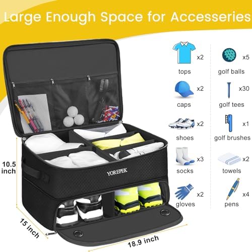 YOREPEK Golf Gifts for Men, 2 Layer Golf Trunk Organizer for 2 Pair Shoes - Image 6