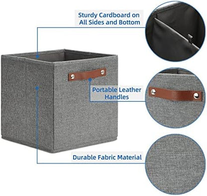 Temary 11 Inch Cube Storage Bins 4PCs Fabric Storage Cubes Storage Baskets Organizer with Handles, Foldable Baskets for Organizing Clothes, Toys, Towels (Grey, 11x11x11) - Image 3