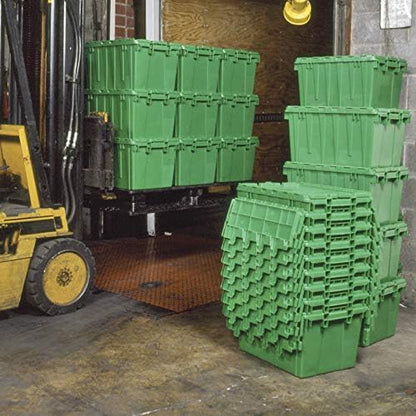 Buckhorn AR2717120204000 Industrial Plastic Stackable Storage KeepBox Tote Container with Hinged Attached Lid, 27-Inch L x 17-Inch W x 12-Inch H, Green - Image 7