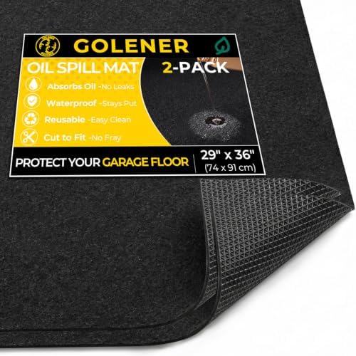 2-Pack Golener Oil Spill Mat - Garage Floor Mat, Absorbent Oil Pad, Premium Maintenance Mat, Waterproof, Contain Liquid, Protect Garage Surface from Spill & Stain, Reusable, Washable, Durable, 29”x36” by Golener