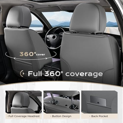 Coverado Car Seat Covers Full Set, Seat Covers for Cars, Waterproof Leather Automotive Seat Cover, Universal Car Interior Protectors Cushion for Most Cars Gray_Pruple - Image 3