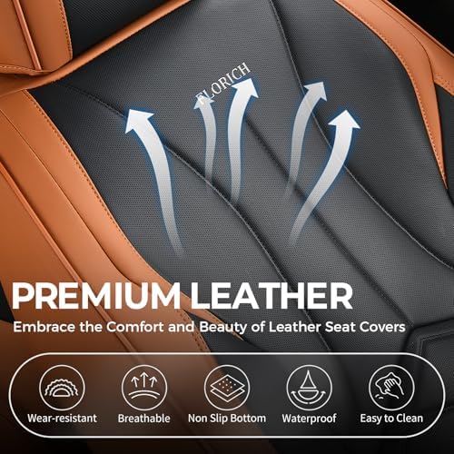 FLORICH Seat Cover, Car Seat Covers Full Set, Waterproof Leather Car Seat Protector 5 Seats, Front and Rear Seat Covers for Cars, Automotive Seat Covers Protector Fit for Most Cars Trucks SUV - Image 6