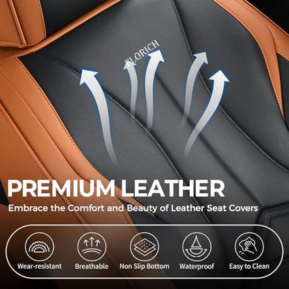 FLORICH Seat Cover, Car Seat Covers Full Set, Waterproof Leather Car Seat Protector 5 Seats, Front and Rear Seat Covers for Cars, Automotive Seat Covers Protector Fit for Most Cars Trucks SUV - Image 6