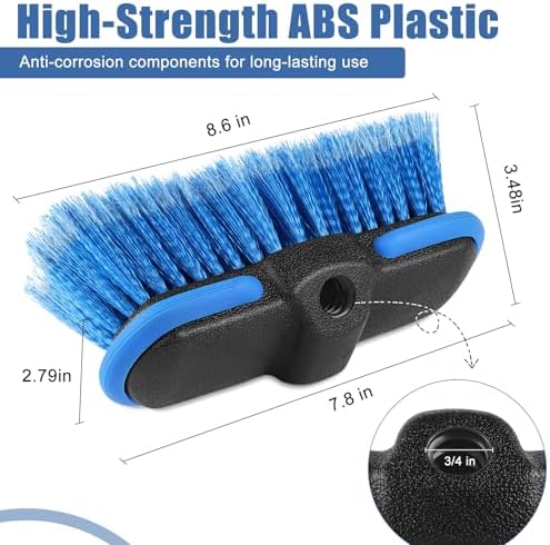 Car Wash Brush Head with Soft Bristle, 8in Car Cleaning Brush with Protective Bumper for Cleaning Auto Cars Trucks RV Boat Deck (4 Pack) - Image 3