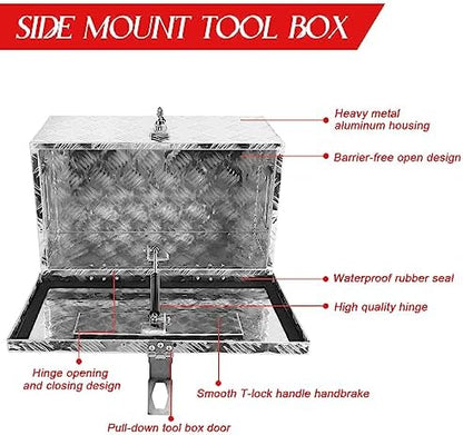 BLACKHORSE-RACING 20 Inch Aluminum Truck Tool Box with Side Handle and Lock Keys Storage Box for Pick Up Trucks, RVs, UTVs and Trailers - Image 5