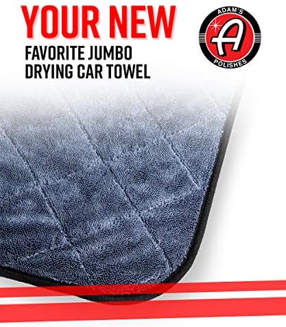 Adam's Polishes Jumbo Plush Drying Towel 33 x 29 inches 1500 GSM - Absorbent Microfiber (1 Pack), White - Image 2