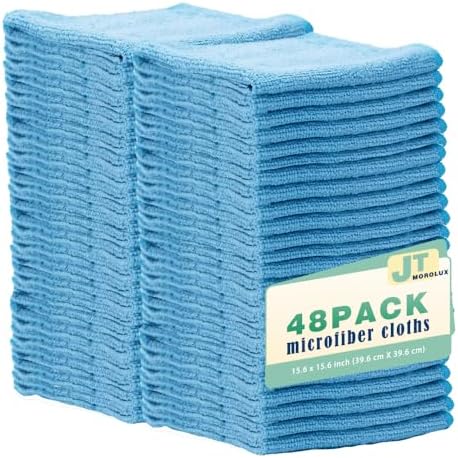 48 Pack 16'x16' Microfiber Household Cleaning Cloths - Multi-Purpose, Machine Washable, Absorbent Towels for Kitchen, Car, Home Appliances (16x16 48pk Blue) by Unknown