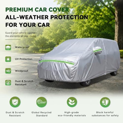 AUQDD 6-Layers Premium MPV Car Cover Waterproof All Weather Weatherproof UV Sun Protection Snow Dust Storm Resistant Outdoor Exterior Custom Form-Fit Full Padded Car Cover with Straps 199"-210" K17 - Image 3