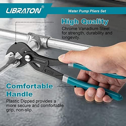LIBRATON Water Pump Pliers, Groove Joint Pliers Set, Plumbing Pliers - Image 5
