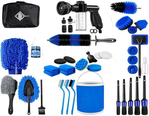42Pcs Car Detailing Kit, Car Detailing Brush Set, Car Wash Cleaning Kit, Car Detailing Brushes, Professional Car Care Kit for Interior Exterior Wheels, Blue (42) - Image 2