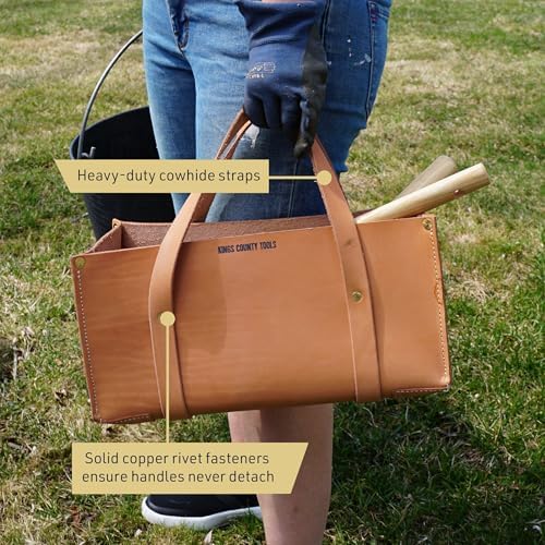 Kings County Tools Heavy Duty Buffalo Leather Tote Tool Bag, 15x7x7-Inch - Image 3