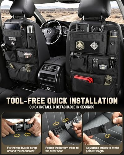 All in One Car Seat Back Organizer Fit Most Cars SUV Trucks Jeeps - Image 5