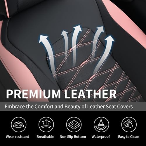 FLORICH Car Seat Covers Front Seat, Leather Seat Covers for Cars, Waterproof Car Seat Protector Breathable, Front Seat Covers for Cars, Automotive Seat Covers Universal Fit for Most Cars SUV Truck - Image 6