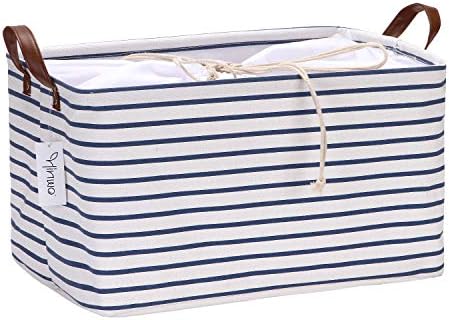 Hinwo 31L Large Canvas Storage Bin with Lid and Handles by Hinwo