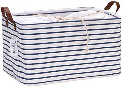Hinwo 31L Large Canvas Storage Bin with Lid and Handles by Hinwo