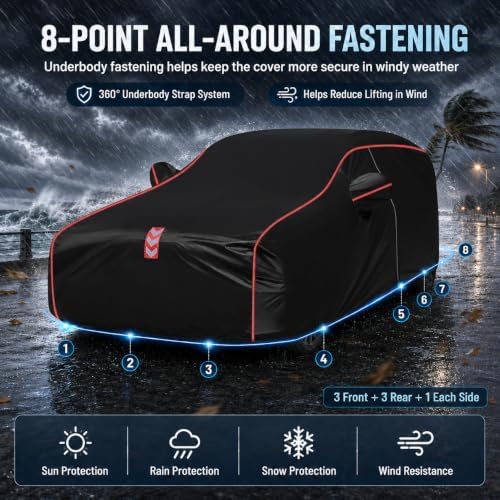 SUV Car Cover Waterproof All Weather, 8-Point Fastening, Fits 181-190 in - Image 2