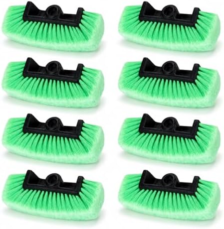 Vesici 8 Pcs Car Wash Brush Head with Soft Detailing Bristle Flow Thru Car Cleaning Brush Exterior Cars Wash Equipment for Auto Truck RV Boat Camper Washing, 10 Inch (Green) by Vesici