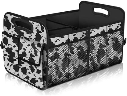 Femuar Car Trunk Organizer,Car Storage Organizer with 72L Large Capacity Waterproof Collapsible and 11 Pockets,Trunk Organizer for Car Suv/Jeep/Sedan, Large Size, Cow print by GuangzhouTailinTechnologyCo