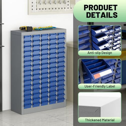 Yeeoy 75 Drawers Parts Cabinet, Nut and Bolt Storage Organizer, Grey - Image 4