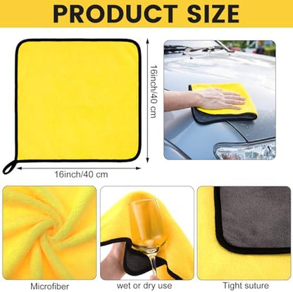 Tallew 80 Pcs Microfiber Towels:16"x16" Microfiber Drying Towels Bulk Micro Fiber Car Cleaning Cloth for Cars Drying Washing Polishing Office Windows Cleaning Household Supplies (Gray,Yellow) - Image 5