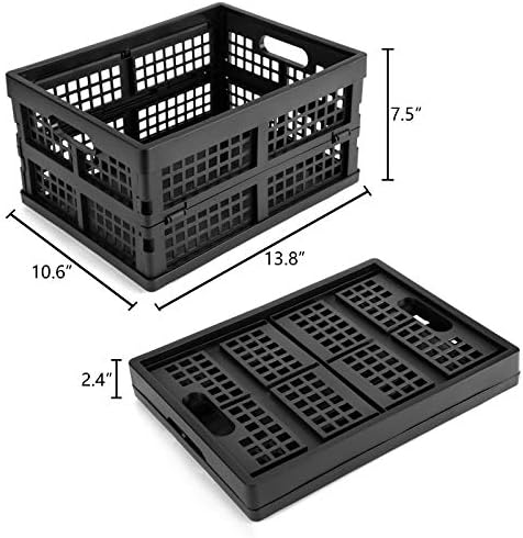 Eslite 16L Plastic Collapsible Storage Crates,Folding Crates Storage,Pack of 4,Black - Image 4