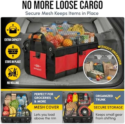 Large Car Trunk Organizer - Trunk Storage - Modular Detachable Configurable Collapsible - for SUV Minivan Truck Sedan Van - 3 Compartment XL, Red - Image 6