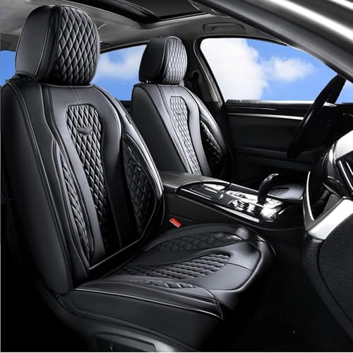 Coverado Seat Covers, Car Seat Covers Full Set, Black Car Seat Cover, Car Seat Covers Front Seats Back Seat Cover, Waterproof Car Seat Cushion, Leather Seat Covers Seat Protector Fit for Most Cars - Image 2
