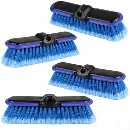 Car Wash Brush Head with Soft Bristle 10 Inch, Car Cleaning Brush with Protective Bumper for Cleaning Auto Cars Trucks RV Boat Deck (Blue) (4 Pack) by Lunluarai