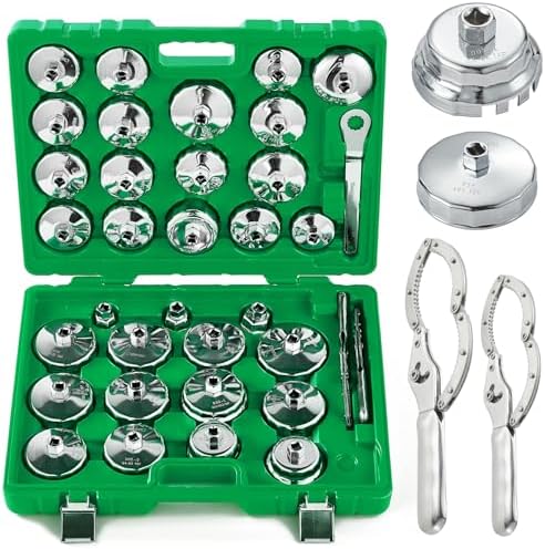 35PCS Oil Filter Wrench Set, 1/2" Drive Cup Type, Stainless Steel by Unknown