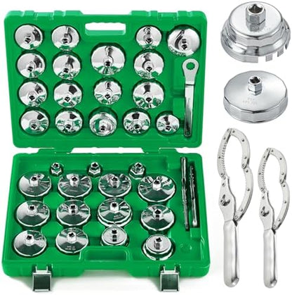 35PCS Oil Filter Wrench Set, 1/2" Drive Cup Type, Stainless Steel by Unknown