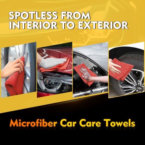 HOMEXCEL Microfiber Cleaning Cloth 200 PK, Towels for Cars, Shop Rags, Red - Image 4