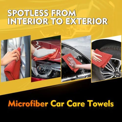HOMEXCEL Microfiber Cleaning Cloth 200 PK, Towels for Cars, Shop Rags, Red - Image 4