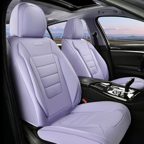 Coverado Car Seat Covers Front, Seat Covers for Cars, Waterproof Car Seat Cushions, 2-Pack Leather Carseat Seat Protectors, Universal Seat Covers Fit for Most Sedans SUV Pick-up Trucks(Purple) by COVERADOAUTO