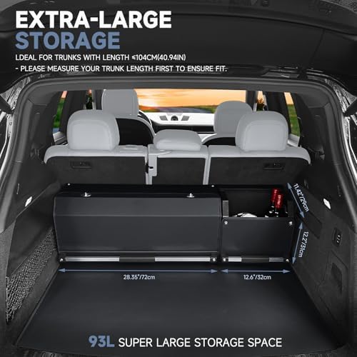 Car Trunk Organizer Leather Car Trunk Storage Organizer with Lid and Handle - Image 2